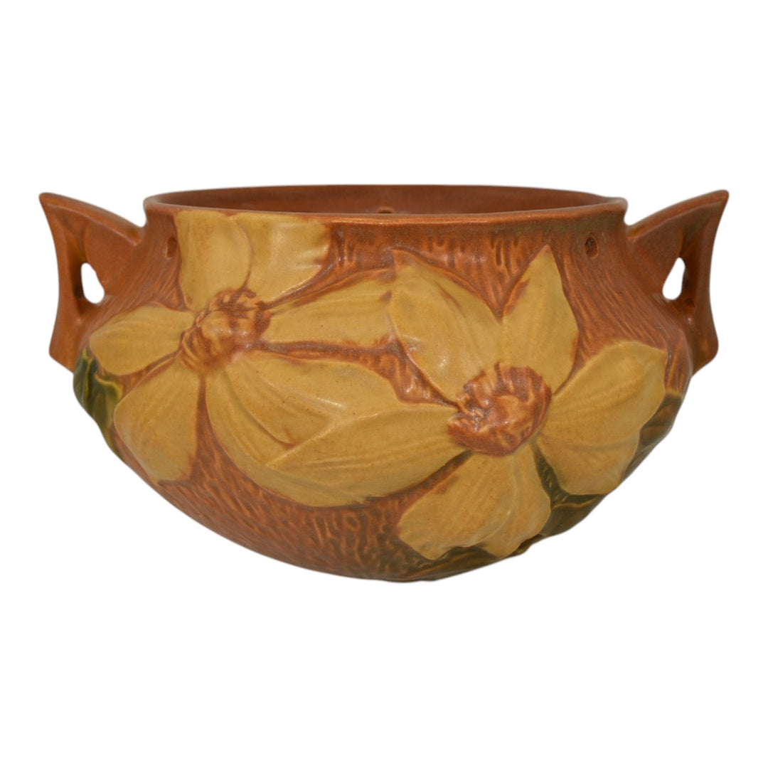 Roseville Clematis Brown 1944 Vintage Art Pottery Hanging Basket Planter 470-5