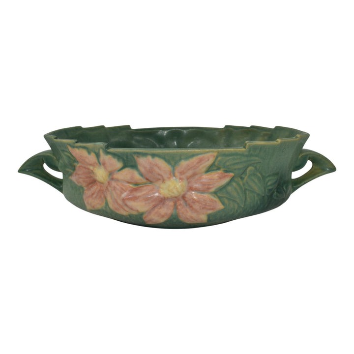 Roseville Clematis Green 1944 Vintage Art Pottery Ceramic Console Bowl 458-10