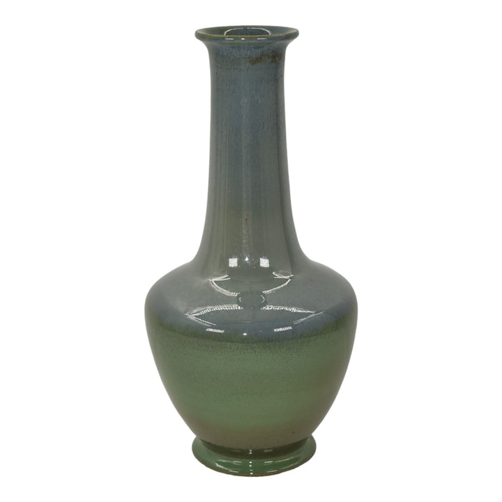 Charles Fergus Binns 1929 Studio Art Pottery Blue Green Ceramic Vase