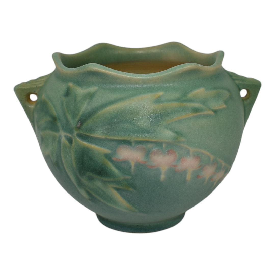 Roseville Bleeding Heart Green 1940 Art Pottery Ceramic Jardiniere Planter 651-3