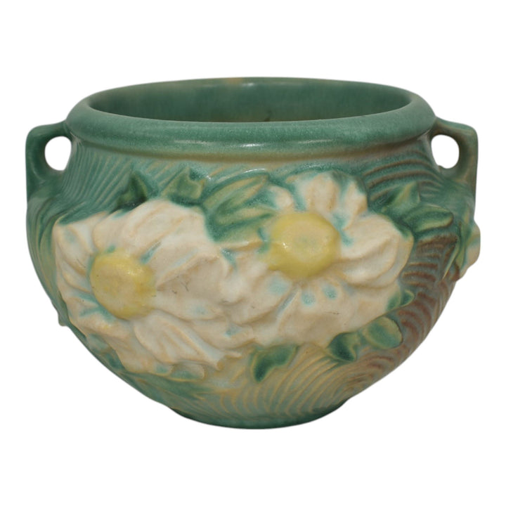 Roseville Peony Green 1942 Vintage Art Pottery Ceramic Jardiniere Planter 661-4