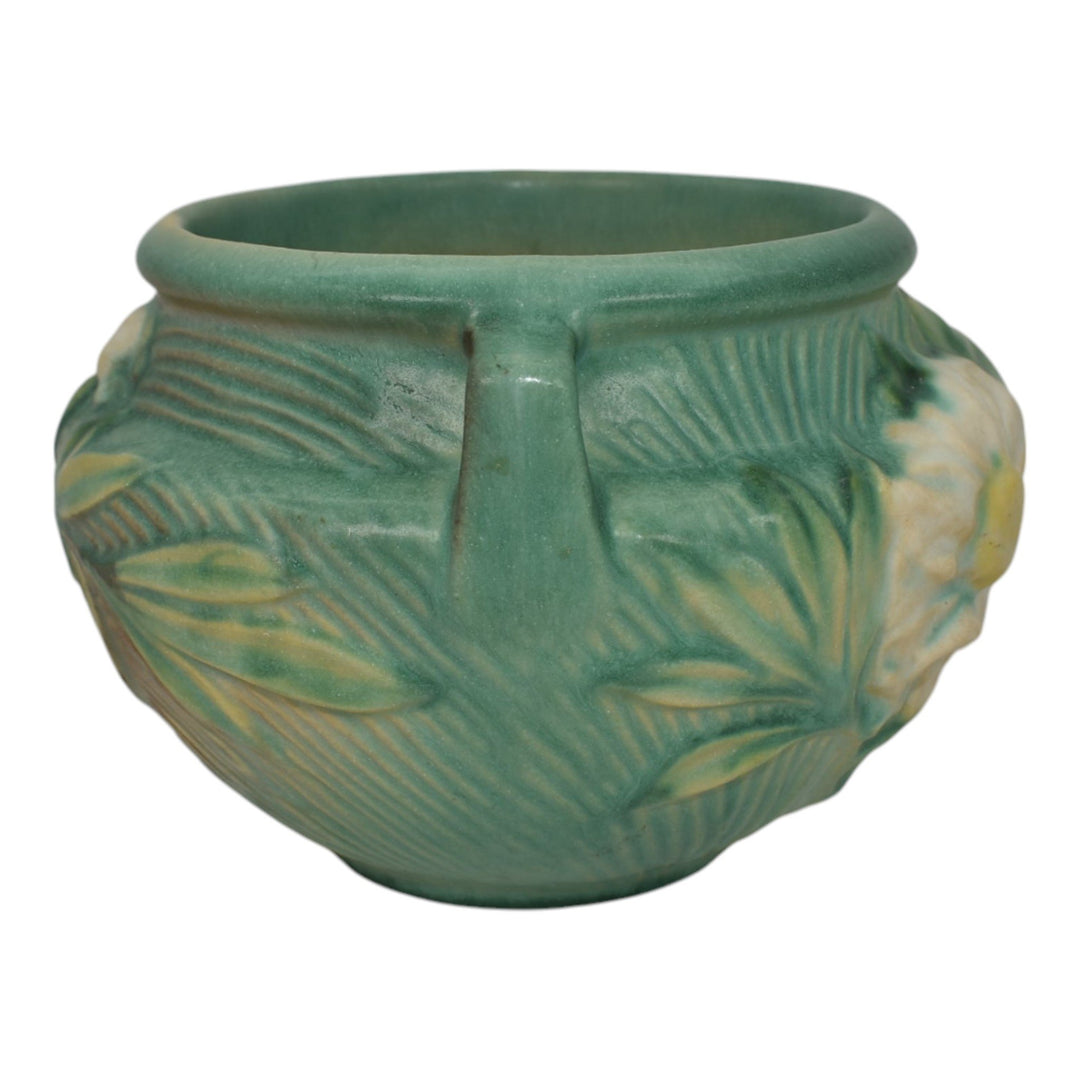 Roseville Peony Green 1942 Vintage Art Pottery Ceramic Jardiniere Planter 661-4