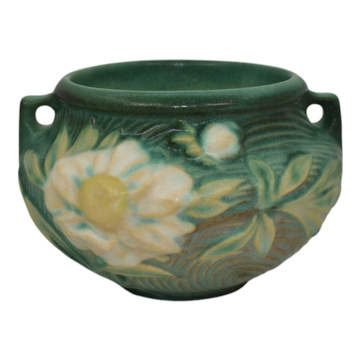 Roseville Peony Green 1942 Vintage Art Pottery Ceramic Jardiniere Planter 661-3