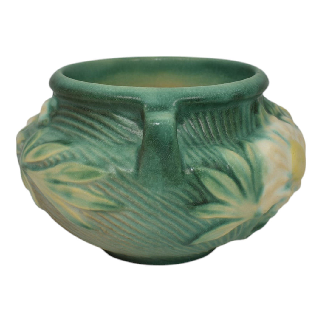 Roseville Peony Green 1942 Vintage Art Pottery Ceramic Jardiniere Planter 661-3