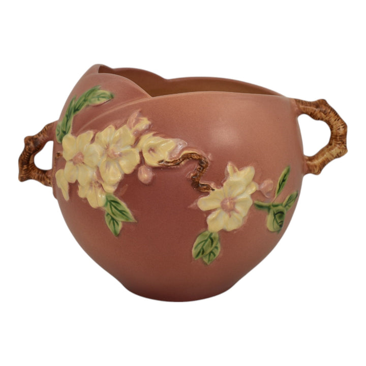 Roseville Apple Blossom Pink 1949 Vintage Art Pottery Ceramic Bowl Vase 342-6 - Just Art Pottery