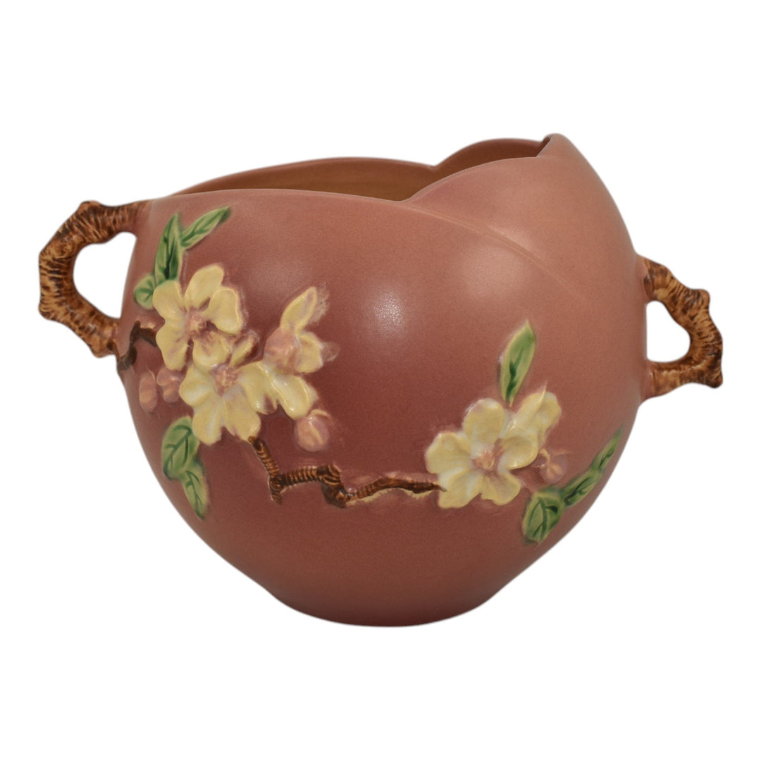 Roseville Apple Blossom Pink 1949 Vintage Art Pottery Ceramic Bowl Vase 342-6 - Just Art Pottery