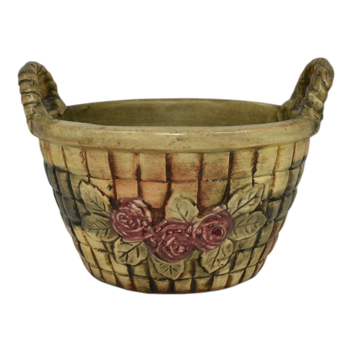 Weller Flemish 1920s Vintage Art Pottery Ceramic Planter Basket