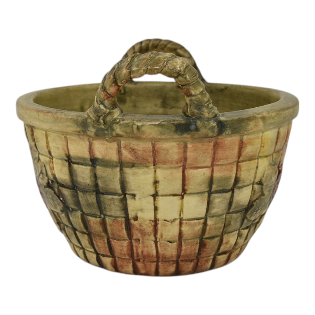 Weller Flemish 1920s Vintage Art Pottery Ceramic Planter Basket