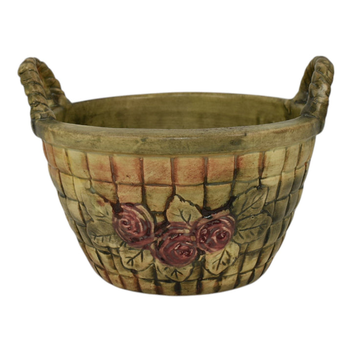 Weller Flemish 1920s Vintage Art Pottery Ceramic Planter Basket