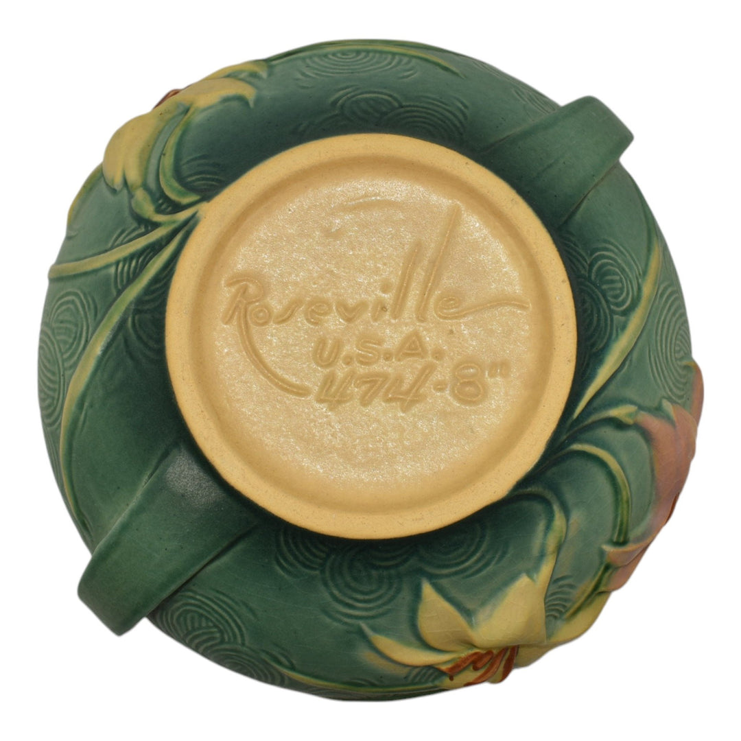 Roseville Zephyr Lily Green 1946 Mid Century Modern Pottery Ceramic Bowl 474-8 - Just Art Pottery