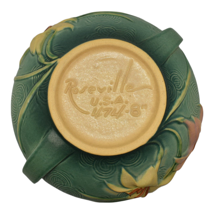 Roseville Zephyr Lily Green 1946 Mid Century Modern Pottery Ceramic Bowl 474-8 - Just Art Pottery
