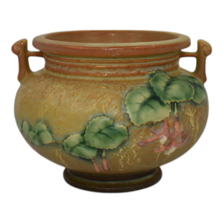 Roseville Fuchsia Brown 1938 Vintage Pottery Ceramic Jardiniere Planter 645-3