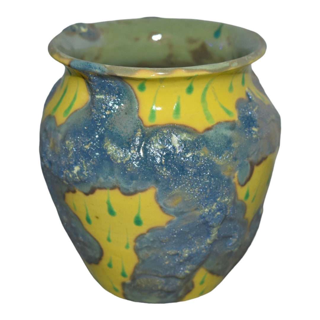 Paul Katrich Studio Pottery Yellow Rainstorm Volcanic Metallic Luster Vase 600 - Just Art Pottery