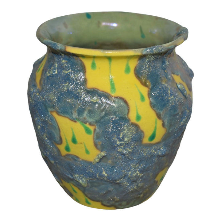 Paul Katrich Studio Pottery Yellow Rainstorm Volcanic Metallic Luster Vase 600 - Just Art Pottery