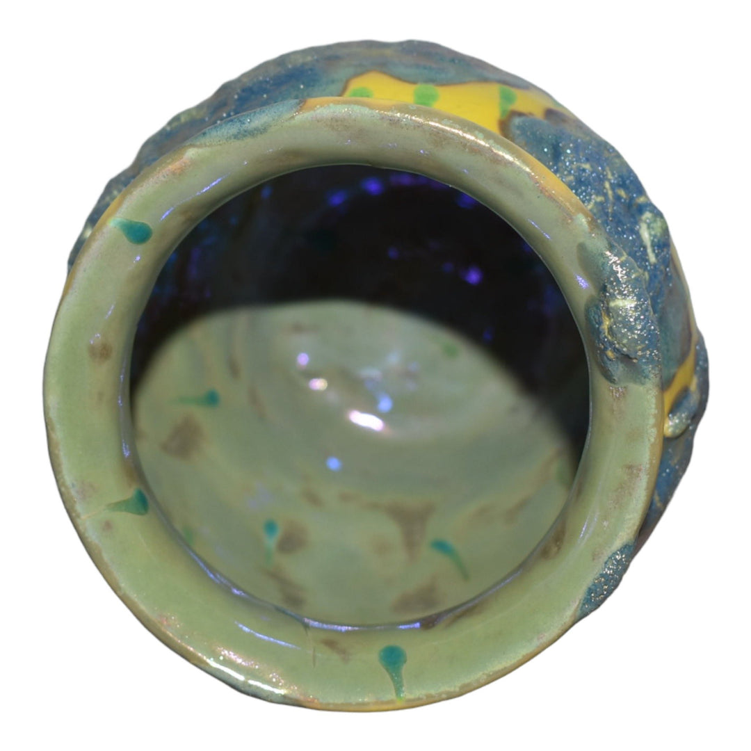 Paul Katrich Studio Pottery Yellow Rainstorm Volcanic Metallic Luster Vase 600 - Just Art Pottery