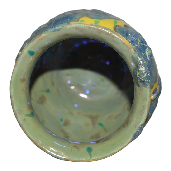 Paul Katrich Studio Pottery Yellow Rainstorm Volcanic Metallic Luster Vase 600 - Just Art Pottery