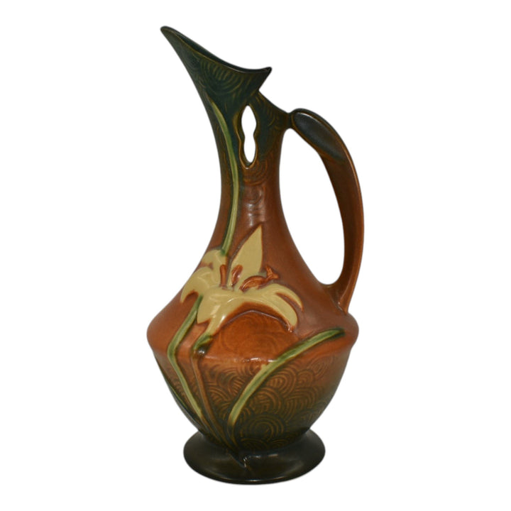 Roseville Pottery Zephyr Lily 1946 Brown Mid Century Modern Ewer 23-10