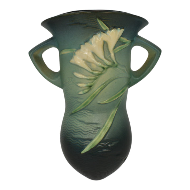 Roseville Freesia Green 1945 Mid Century Modern Art Pottery Wall Pocket 1296-8