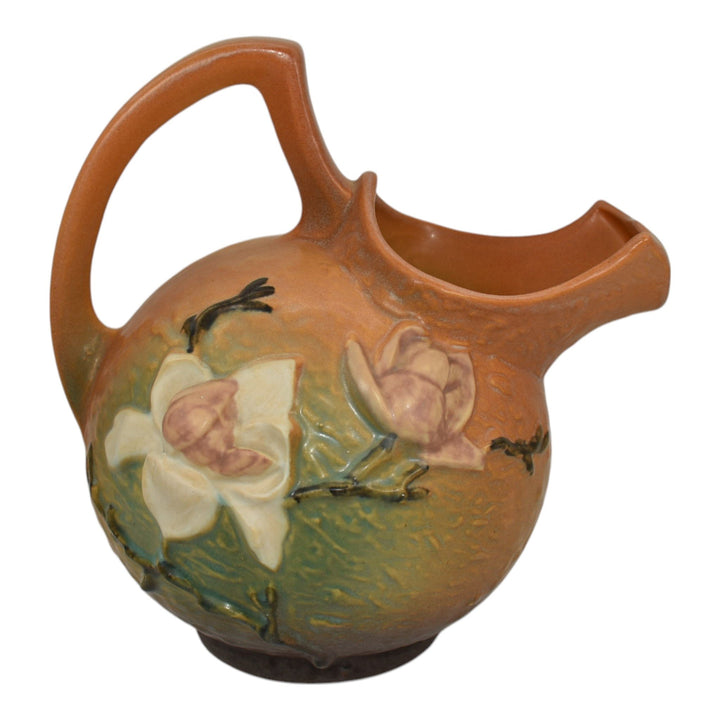 Roseville Magnolia Brown 1943 Vintage Art Pottery Ceramic Cider Pitcher 1327