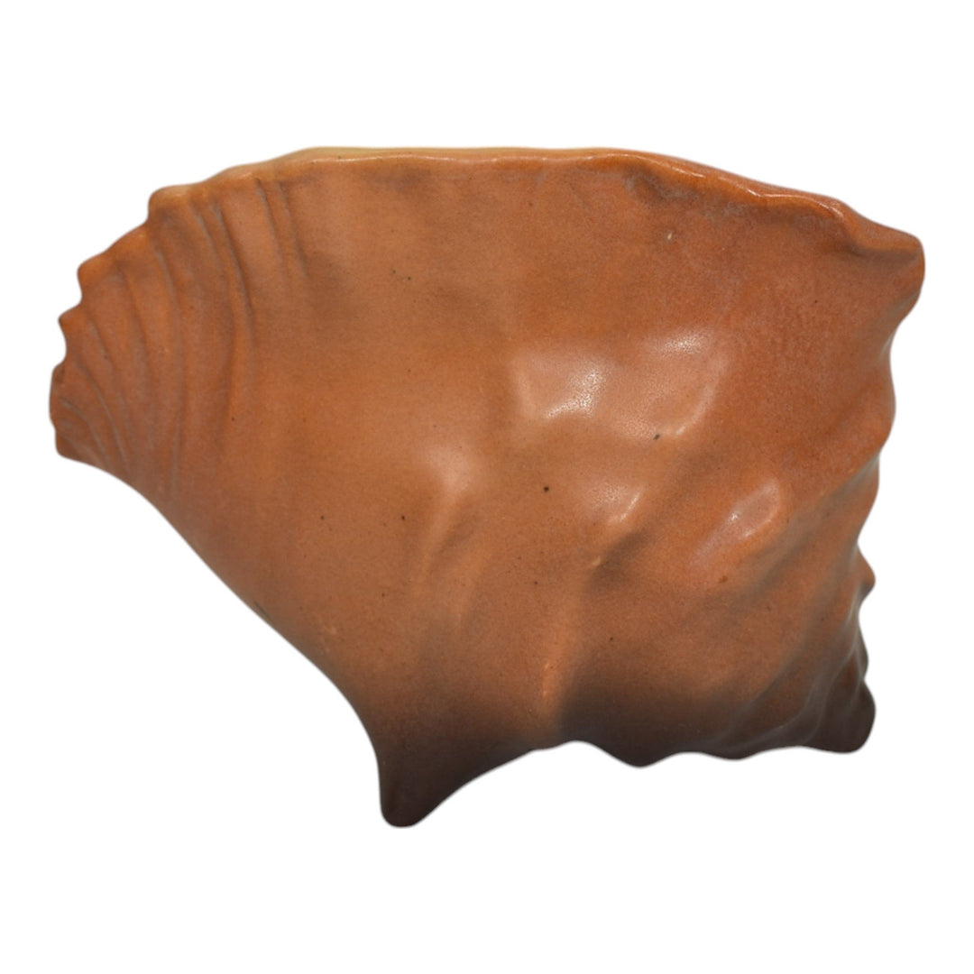 Roseville Magnolia Brown 1943 Vintage Art Pottery Conch Shell Planter Vase 453-6 - Just Art Pottery