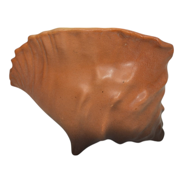 Roseville Magnolia Brown 1943 Vintage Art Pottery Conch Shell Planter Vase 453-6 - Just Art Pottery