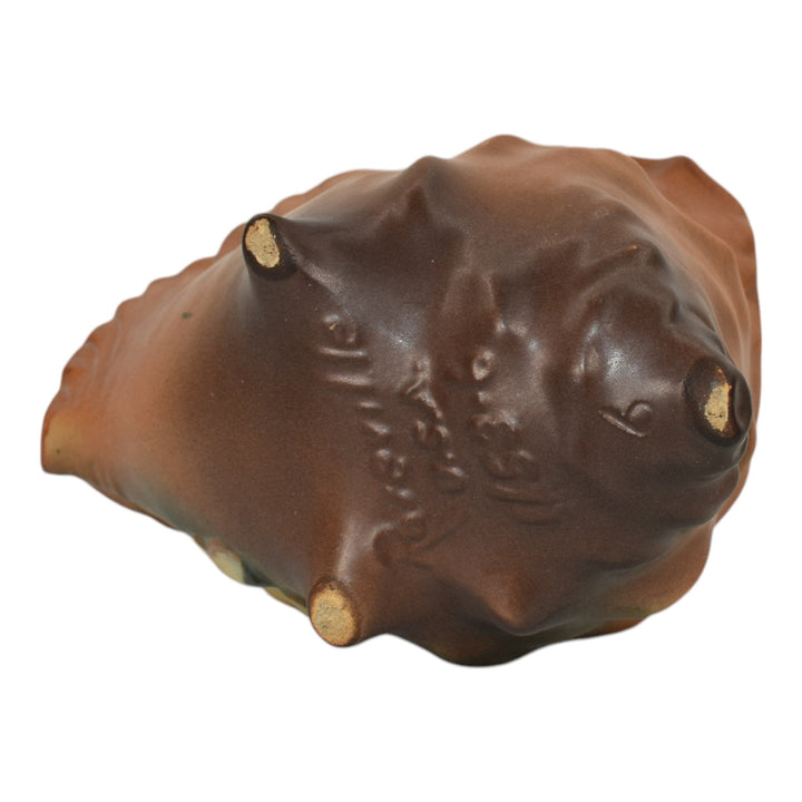 Roseville Magnolia Brown 1943 Vintage Art Pottery Conch Shell Planter Vase 453-6 - Just Art Pottery