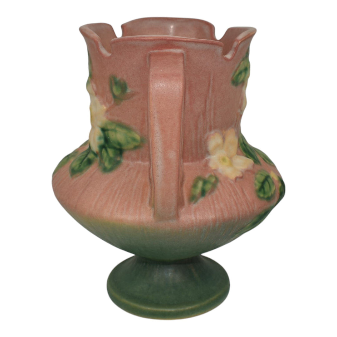 Roseville White Rose Pink 1940 Vintage Art Deco Pottery Ceramic Vase 146-6 - Just Art Pottery