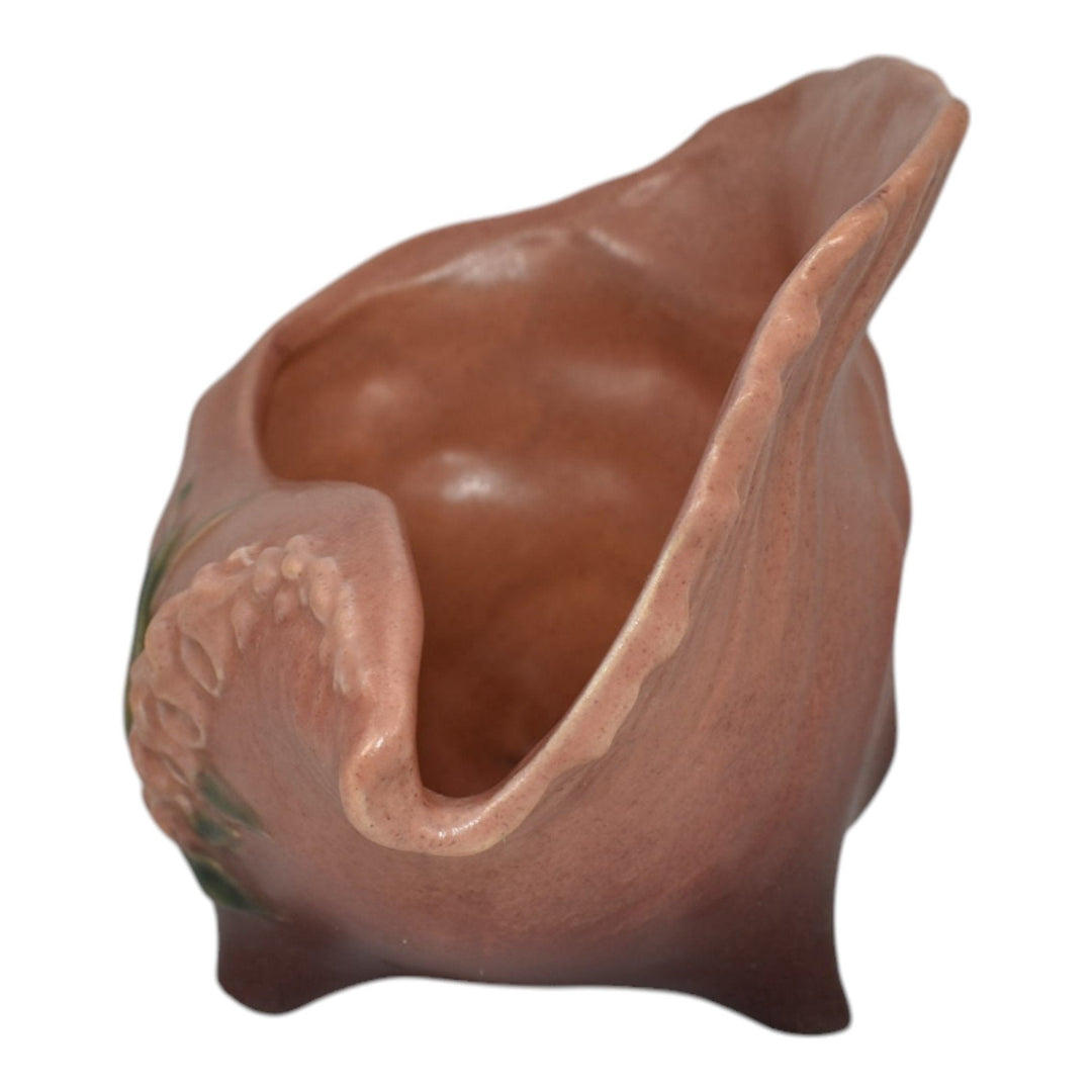 Roseville Foxglove Pink 1942 Vintage Pottery Conch Shell Planter Vase 426-6 - Just Art Pottery