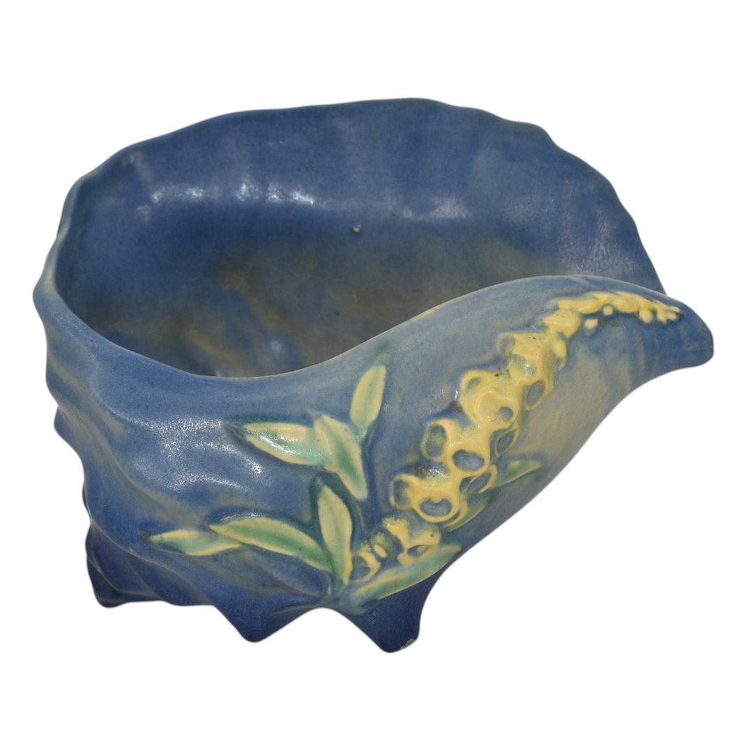 Roseville Foxglove Blue 1942 Vintage Art Pottery Conch Shell Planter Vase 426-6