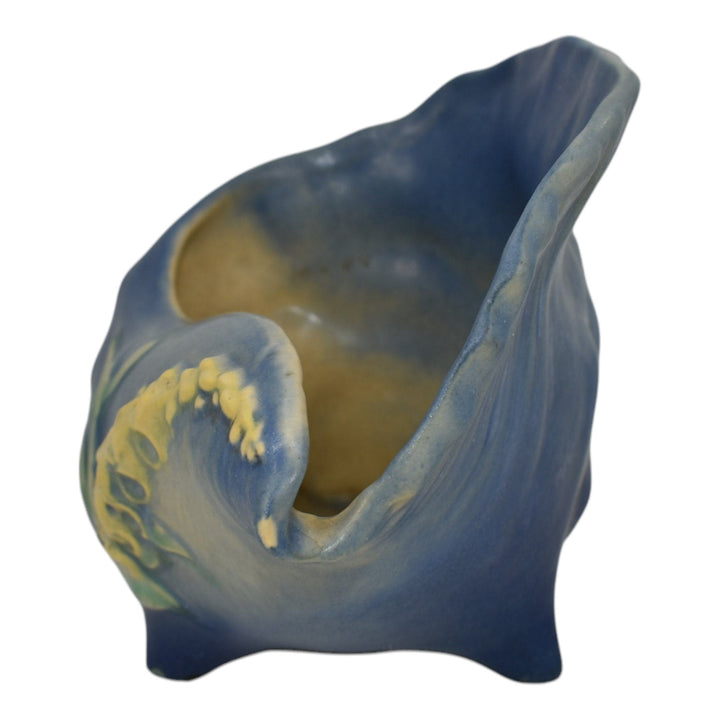 Roseville Foxglove Blue 1942 Vintage Art Pottery Conch Shell Planter Vase 426-6