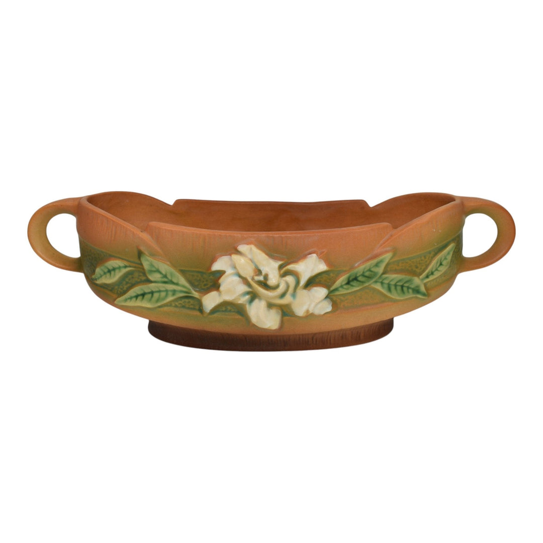 Roseville Gardenia Tan 1950 Mid Century Modern Art Pottery Console Bowl 628-10 - Just Art Pottery