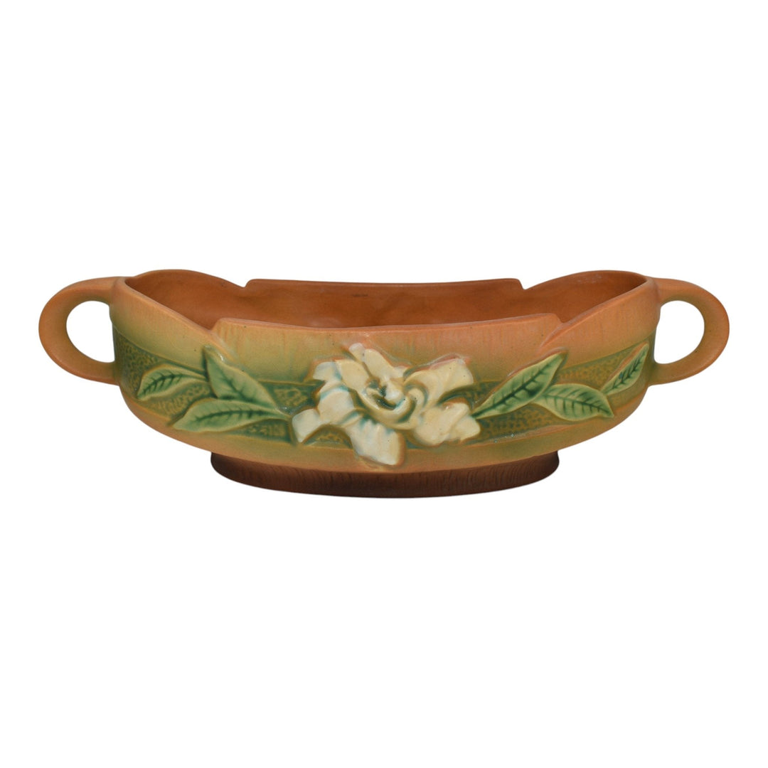 Roseville Gardenia Tan 1950 Mid Century Modern Art Pottery Console Bowl 628-10 - Just Art Pottery