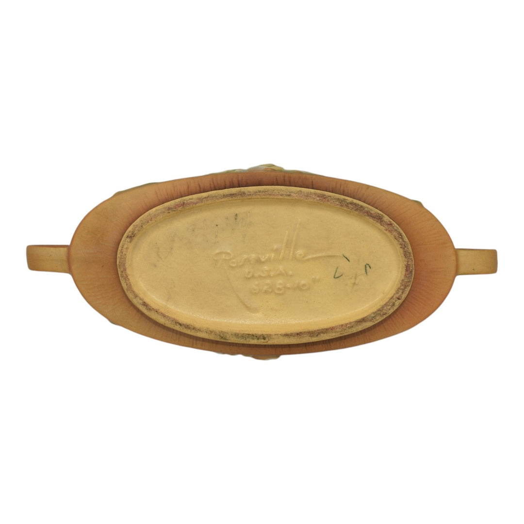Roseville Gardenia Tan 1950 Mid Century Modern Art Pottery Console Bowl 628-10 - Just Art Pottery