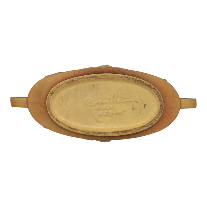 Roseville Gardenia Tan 1950 Mid Century Modern Art Pottery Console Bowl 628-10 - Just Art Pottery