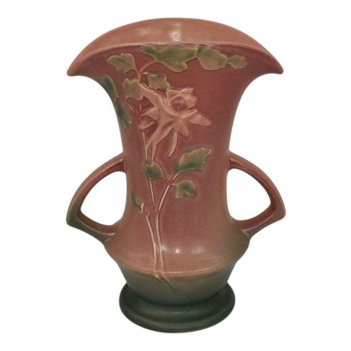 Roseville Columbine Pink 1941 Mid Century Modern Pottery Flower Vase 16-7