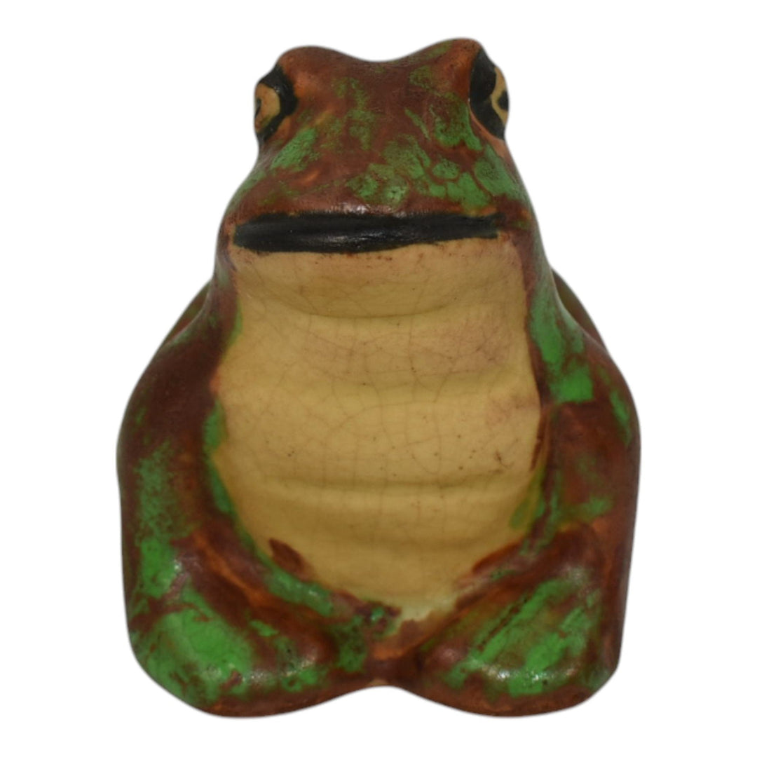 Weller Coppertone Greora 1920s Art Pottery Matte Green Small Frog Figurine