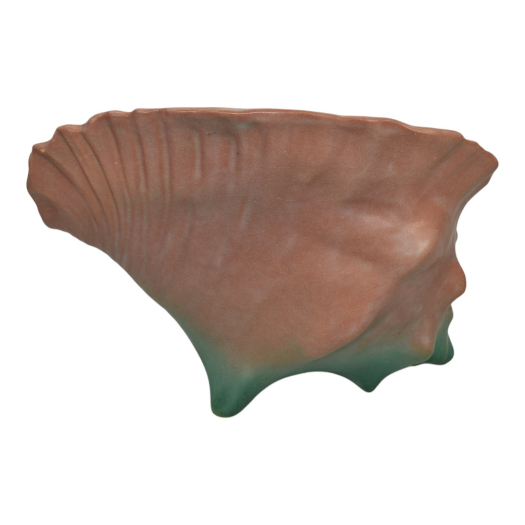 Roseville Peony Pink 1942 Vintage Art Pottery Conch Shell Planter Vase 436 - Just Art Pottery