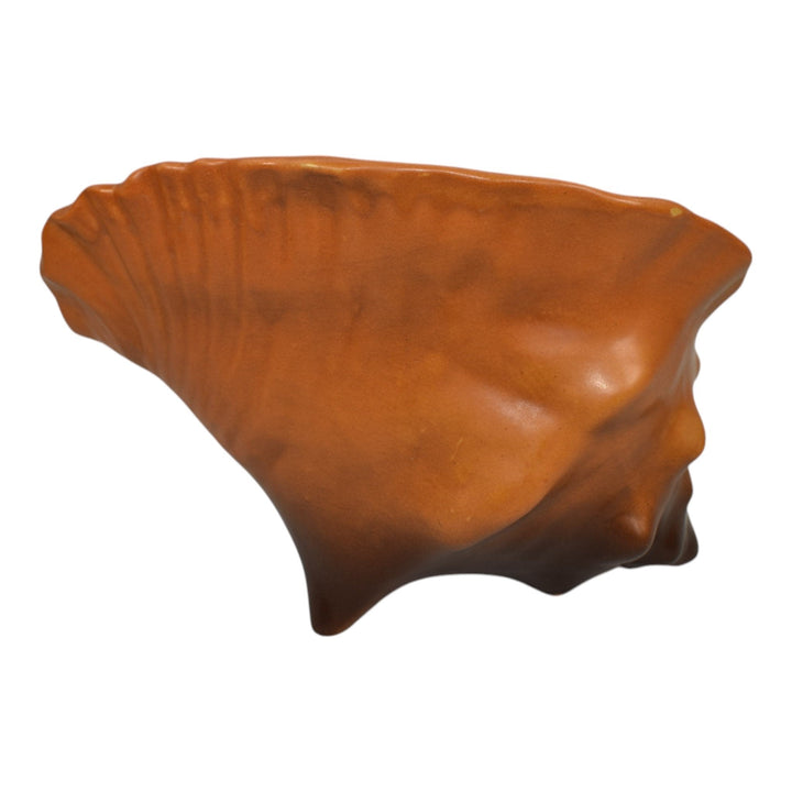 Roseville Water Lily Brown 1943 Vintage Pottery Conch Shell Planter Vase 438-8