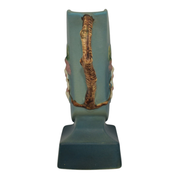 Roseville Apple Blossom Blue 1949 Mid Century Modern Pottery Ceramic Vase 373-7 - Just Art Pottery