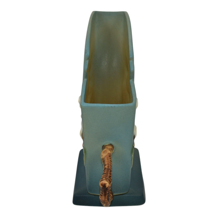 Roseville Apple Blossom Blue 1949 Mid Century Modern Pottery Ceramic Vase 373-7 - Just Art Pottery