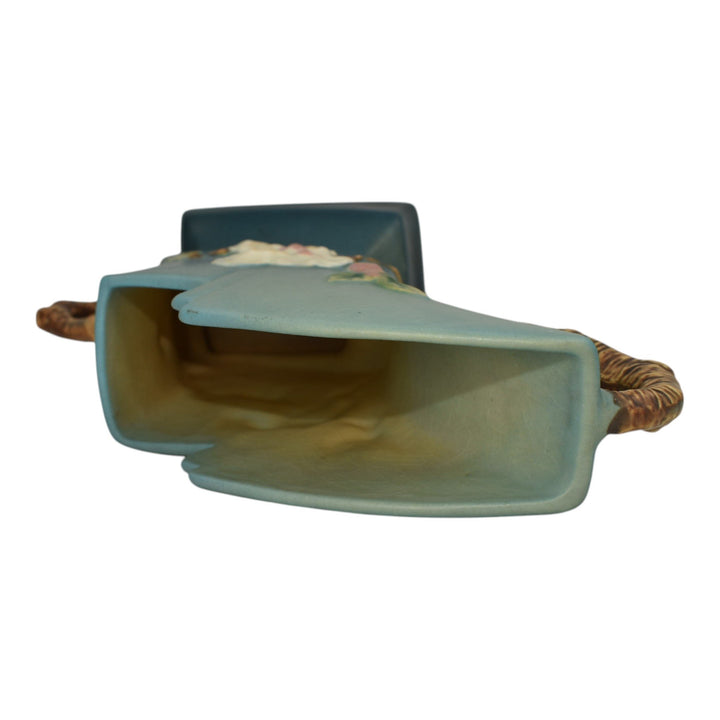 Roseville Apple Blossom Blue 1949 Mid Century Modern Pottery Ceramic Vase 373-7 - Just Art Pottery