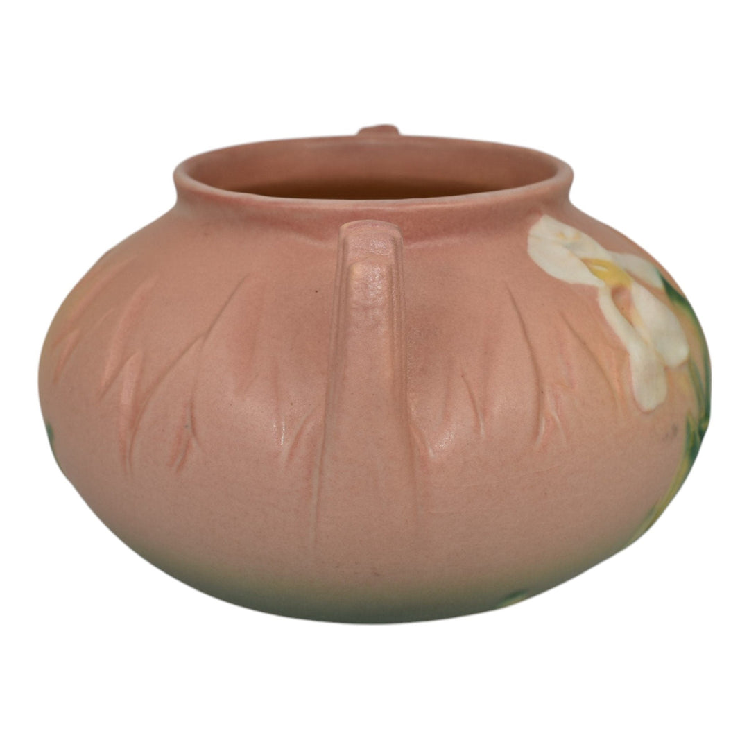 Roseville Iris Pink 1939 Vintage Art Deco Pottery Ceramic Planter 357-4 - Just Art Pottery