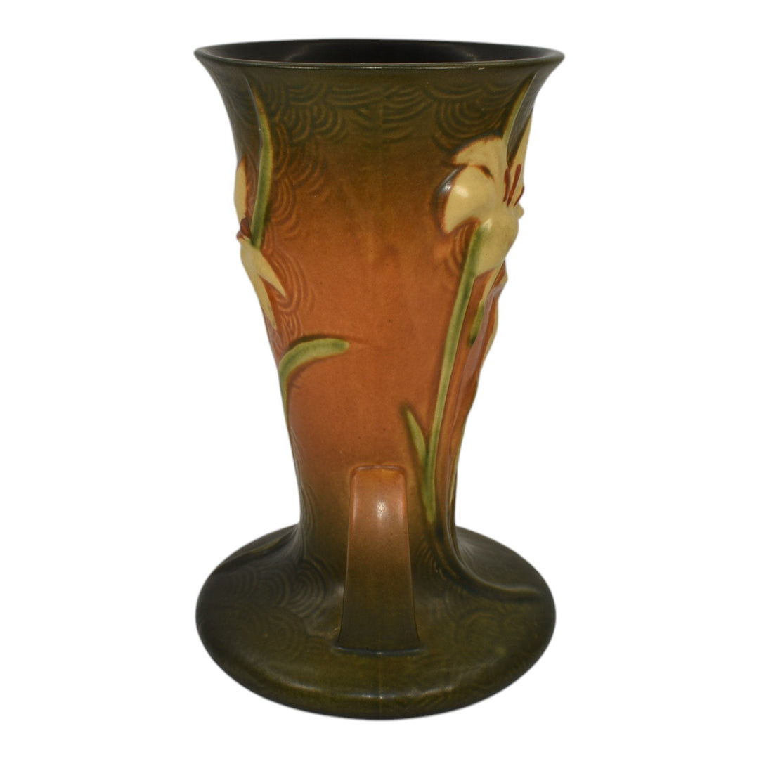 Roseville Zephyr Lily Brown 1946 Vintage Mid Century Modern Pottery Vase 136-9