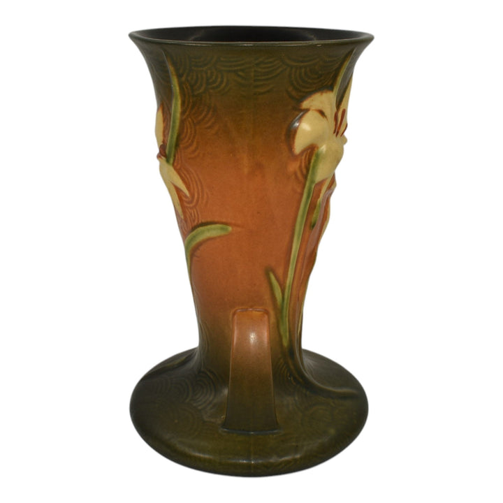 Roseville Zephyr Lily Brown 1946 Vintage Mid Century Modern Pottery Vase 136-9