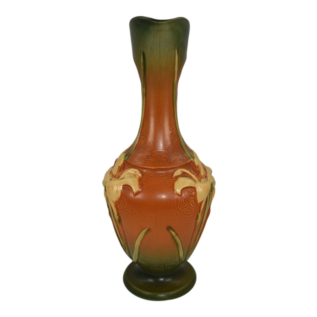 Roseville Zephyr Lily Brown 1946 Mid Century Modern Art Pottery Ewer 24-15 - Just Art Pottery