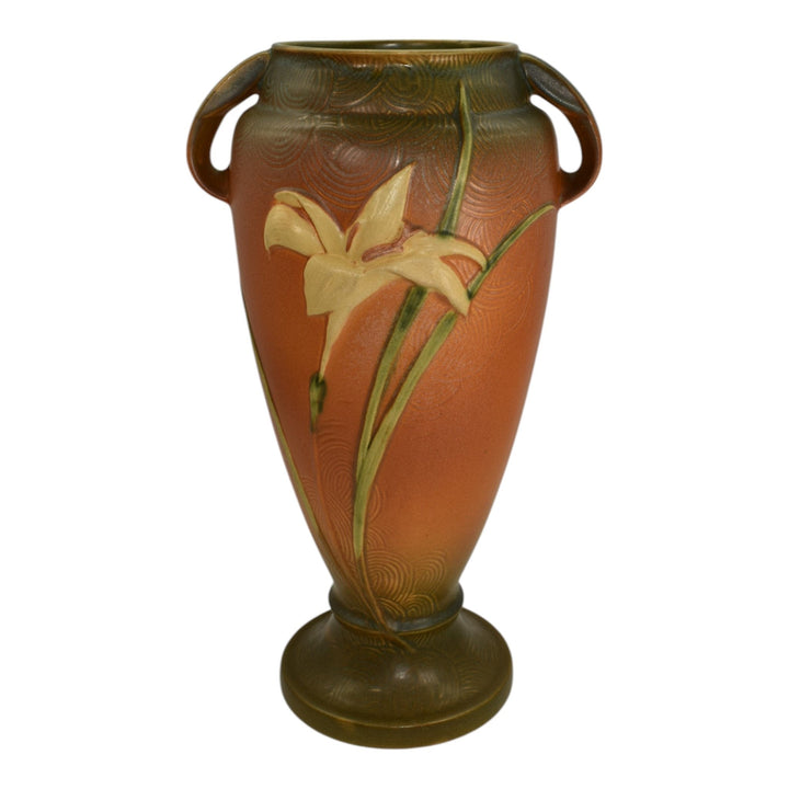 Roseville Zephyr Lily Brown 1946 Mid Century Modern Pottery Ceramic Vase 141-15 - Just Art Pottery
