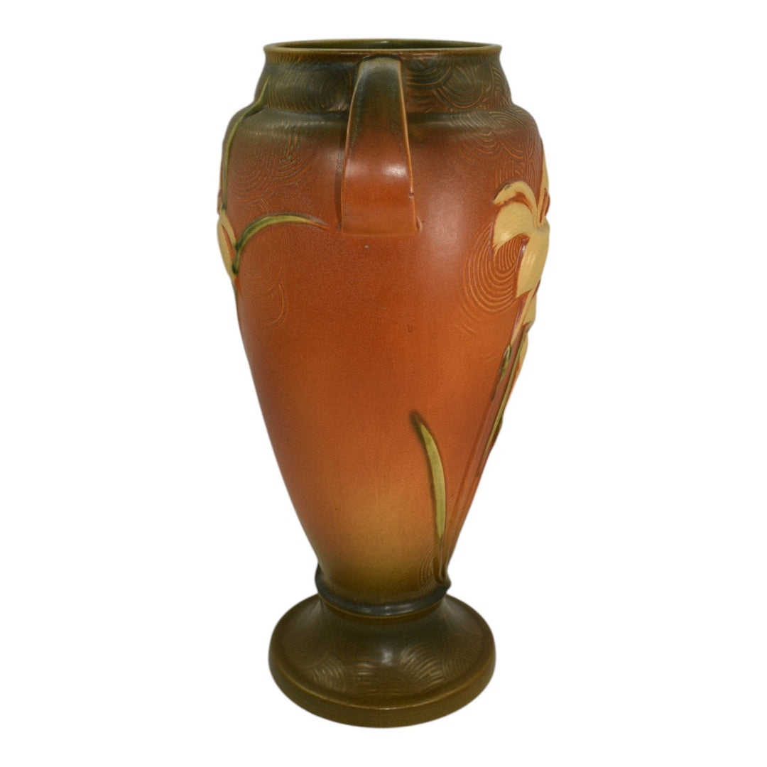 Roseville Zephyr Lily Brown 1946 Mid Century Modern Pottery Ceramic Vase 141-15 - Just Art Pottery