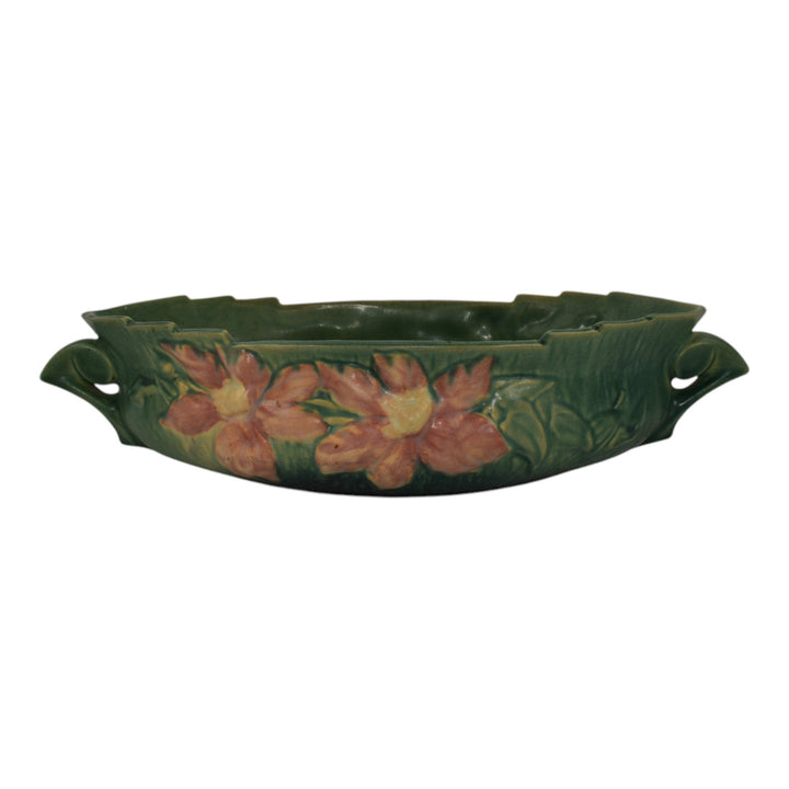 Roseville Clematis Green 1944 Vintage Art Pottery Ceramic Console Bowl 461-14