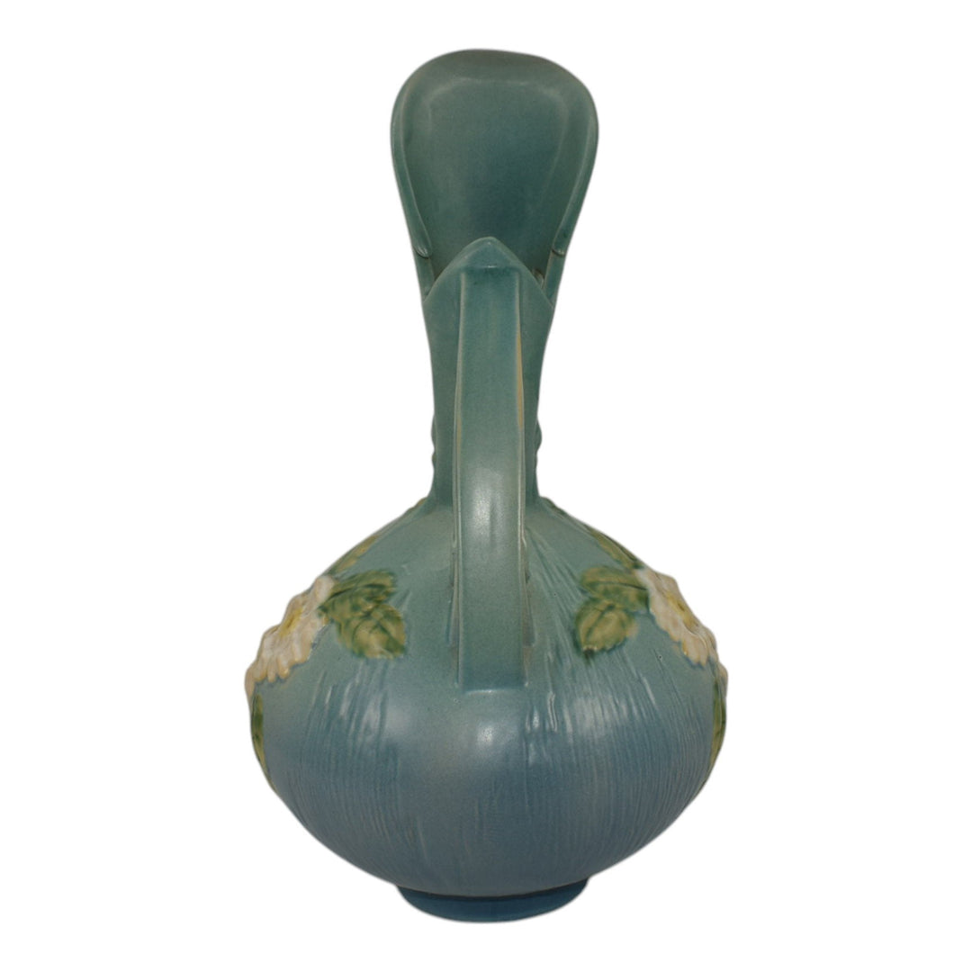 Roseville White Rose Blue 1940 Mid Century Modern Pottery Ceramic Ewer 993-15