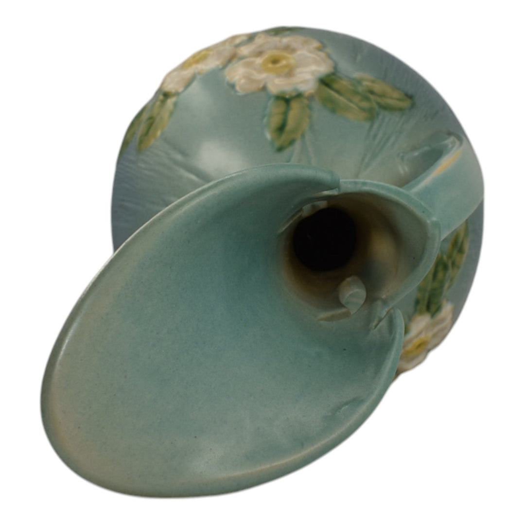 Roseville White Rose Blue 1940 Mid Century Modern Pottery Ceramic Ewer 993-15
